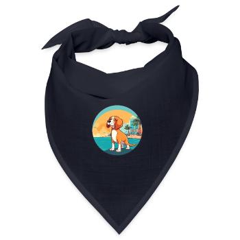 Deutsche Bracke Hund Rasse Cartoon Kawaii Clipart - Bandana Dreieckstuch - Navy - Vorne
