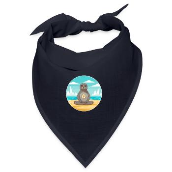 Seehund, Karikatur, Yoga, Strand, Sommer, Illustration - Bandana Dreieckstuch - Navy - Vorne
