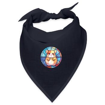Bunte Aquarell-Tierillustration des Hamsters - Bandana Dreieckstuch - Navy - Vorne