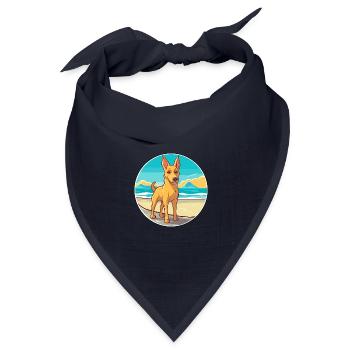 Dingo Hund Rasse Cartoon Kawaii Clipart Aquarell - Bandana Dreieckstuch - Navy - Vorne
