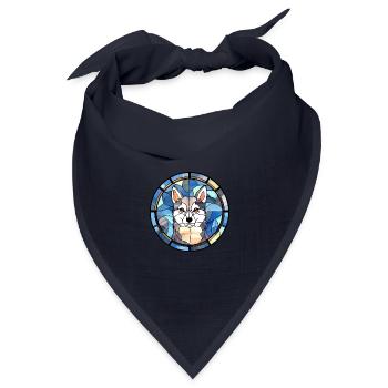 Alaskan Klee Kai Hunderasse Buntglas Bunt - Bandana Dreieckstuch - Navy - Vorne