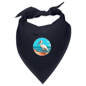 Ibis Aquarell Cartoon Kawaii Clipart Tier - Bandana Dreieckstuch - Navy - Vorne
