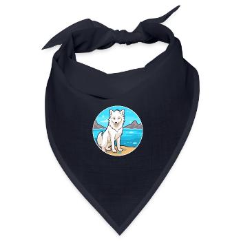 Arktischer Wolf Aquarell Cartoon Kawaii Clipart Haustier - Bandana Dreieckstuch - Navy - Vorne