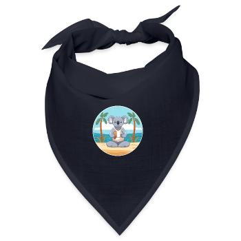 Koala Cartoon Yoga Strand Sommer Illustration - Bandana Dreieckstuch - Navy - Vorne