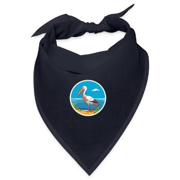 Ibis Aquarell Cartoon Kawaii Clipart Tier - Bandana Dreieckstuch - Navy - Vorne