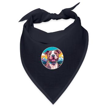 Staffordshire Bullterrier Hunderasse Karikatur Kawai - Bandana Dreieckstuch - Navy - Vorne