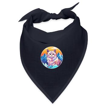 Deutsche Rex-Katze Bunte Karikatur Aquarell Illustration - Bandana Dreieckstuch - Navy - Vorne