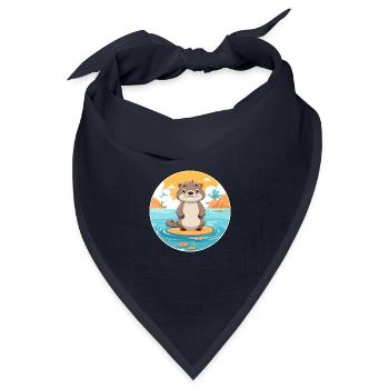 Otter Aquarell Cartoon Kawaii Clipart Tier - Bandana Dreieckstuch - Navy - Vorne