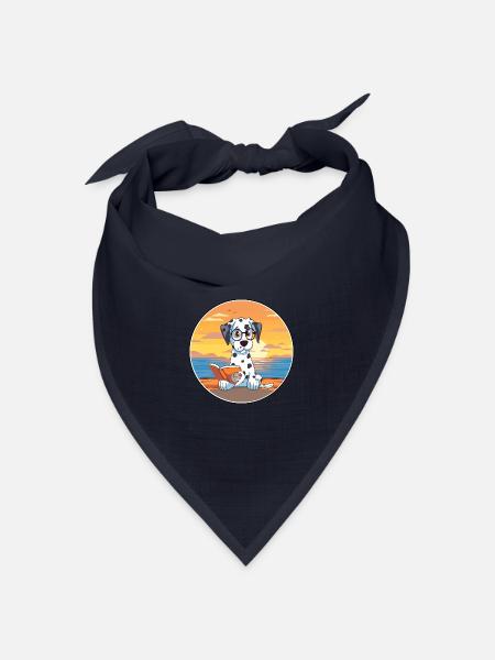 Dalmatiner Niedliche Lustige Karikatur Kawaii Buch Strand - Bandana Dreieckstuch - Navy