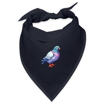Taube buntes Aquarell Cartoon Kawaii Tier - Bandana Dreieckstuch - Navy - Vorne