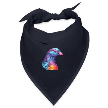 Taube buntes Aquarell Cartoon Kawaii Tier - Bandana Dreieckstuch - Navy - Vorne