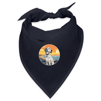 Englisch Setter Hund Rasse Cartoon Kawaii Clipart - Bandana Dreieckstuch - Navy - Vorne