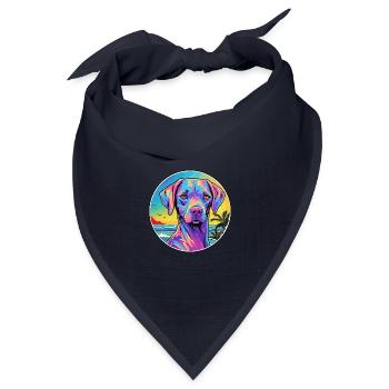 Akbash Hunderasse buntes Karikatur-Aquarell - Bandana Dreieckstuch - Navy - Vorne