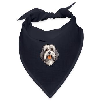Lowchen Hunderasse Cartoon Kawaii Illustration - Bandana Dreieckstuch - Navy - Vorne