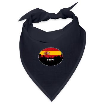 Bilbao Spanien Flagge Skyline Silhouette Reisen - Bandana Dreieckstuch - Navy - Vorne