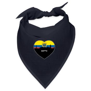 Quito Equador Flagge Skyline Reise Souvenir - Bandana Dreieckstuch - Navy - Vorne