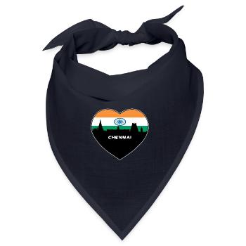 Chennai Indien Flagge Skyline Reise Souvenir - Bandana Dreieckstuch - Navy - Vorne