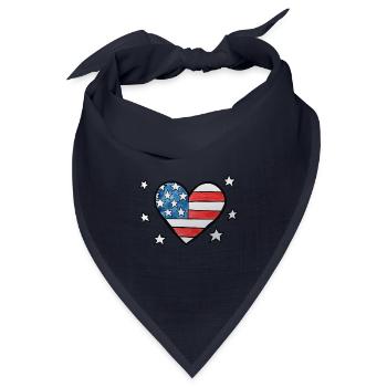 Patriotisches Sternen-und-Streifen-Herz - Bandana Dreieckstuch - Navy - Vorne