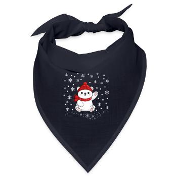 Weihnachten Eisbär Schneeflocken Polar bear Winter - Bandana Dreieckstuch - Navy - Vorne
