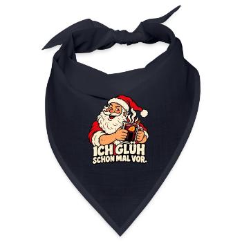 Ich glüh schon mal vor – Weihnachtsmann - Bandana Dreieckstuch - Navy - Vorne