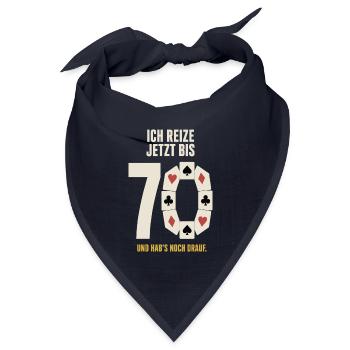 Ich reize jetzt bis 70 – Skat 70. Geburtstag - Bandana Dreieckstuch - Navy - Vorne