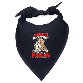 Als Gott mich schuf Lustiger Spruch - Bandana Dreieckstuch - Navy - Vorne