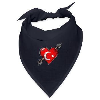 Türkei Flagge Herz mit Pfeil used look - Bandana Dreieckstuch - Navy - Vorne