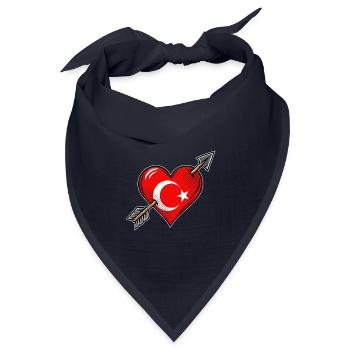 Türkei Flagge Herz mit Pfeil - Bandana Dreieckstuch - Navy - Vorne