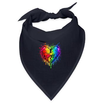 Regenbogenherz mit Pflaster - Bandana Dreieckstuch - Navy - Vorne
