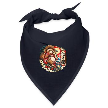 Bake Tanuki: Japans schelmischer Yokai - Bandana Dreieckstuch - Navy - Vorne