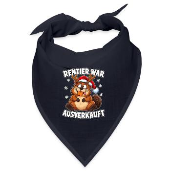 Rentier War Ausverkauft Cartoon Biber - Bandana Dreieckstuch - Navy - Vorne