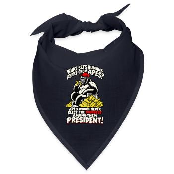 Banana Banter: Affensatire über Präsidenten - Bandana Dreieckstuch - Navy - Vorne