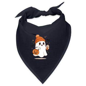 Halloween-Shirts für Frauen Pumpkin Ghost - Bandana Dreieckstuch - Navy - Vorne