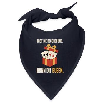 Erst die Bescherung dann die Buben – Skat - Bandana Dreieckstuch - Navy - Vorne