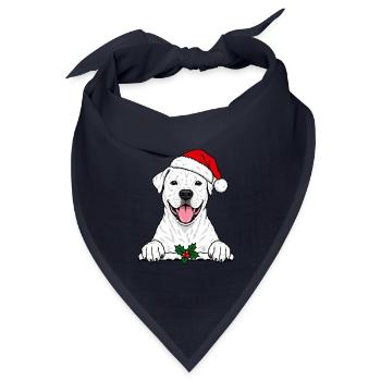 Dogo Argentino Weihnachten Hund Santa Hut - Bandana Dreieckstuch - Navy - Vorne