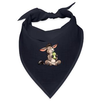 Esel mit Matcha Latte – Süßer Teegenuss - Bandana Dreieckstuch - Navy - Vorne
