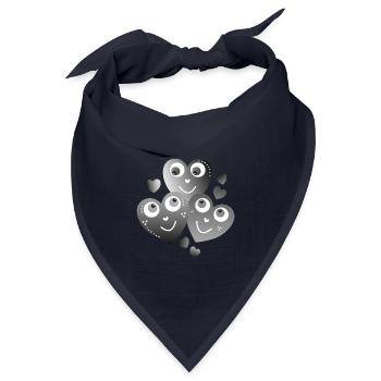 fröhliche grauschwarze Herzen lächelnde Herzen - Bandana Dreieckstuch - Navy - Vorne