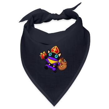 Sinterklaas Katze bringt festliche Geschenke - Bandana Dreieckstuch - Navy - Vorne
