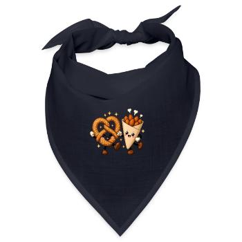 Brezel Gebrannte Mandeln Kawaii Tanz T-Shirt - Bandana Dreieckstuch - Navy - Vorne