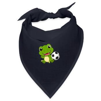 Kleiner Grüner Drache Spielt Fußball Kinder TShirt - Bandana Dreieckstuch - Navy - Vorne