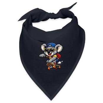 Koala beim Skateboarding – Cooler Skater - Bandana Dreieckstuch - Navy - Vorne
