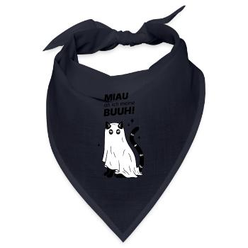 Miau äh ich meine Buuh! - Katze Gespenst Halloween - Bandana Dreieckstuch - Navy - Vorne