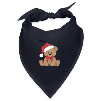 Gemütlicher Weihnachtsteddybär - Bandana Dreieckstuch - Navy - Vorne
