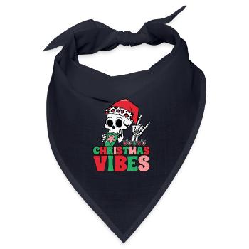 Weihnachtsstimmung Skelett Weihnachtsmannmütze - Bandana Dreieckstuch - Navy - Vorne