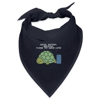 Soziale Batterie erschöpfte introvertierte Schildkröte - Bandana Dreieckstuch - Navy - Vorne