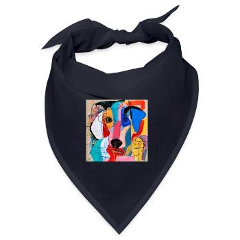 Abstraktes, farbenfrohes Porträt eines Labradors - Bandana Dreieckstuch - Navy - Vorne