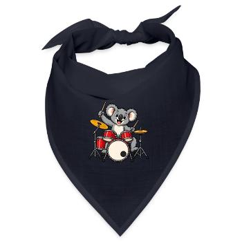 Koala spielt Schlagzeug - Bandana Dreieckstuch - Navy - Vorne
