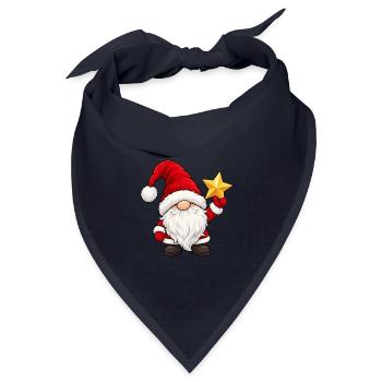 Niedlicher Weihnachtsgnom mit goldenem Stern - Bandana Dreieckstuch - Navy - Vorne