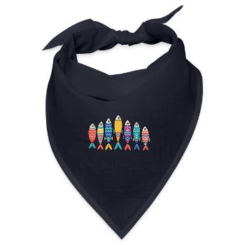 Bunte Volkskunst Fischschule Marine Ozean Tee - Bandana Dreieckstuch - Navy - Vorne
