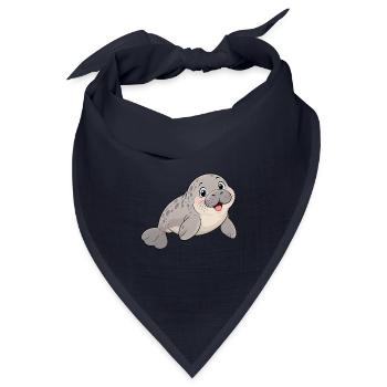 Süße lachende Seekuh – Lustiges Comic Motiv - Bandana Dreieckstuch - Navy - Vorne
